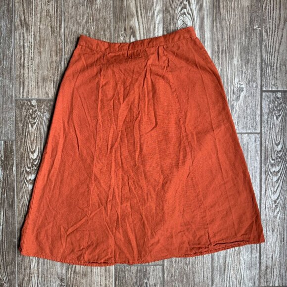 ASOS Button Front Midi Skirt‎ Womens 6 Pockets Linen Blend Cottagecore A Line - Picture 7 of 8